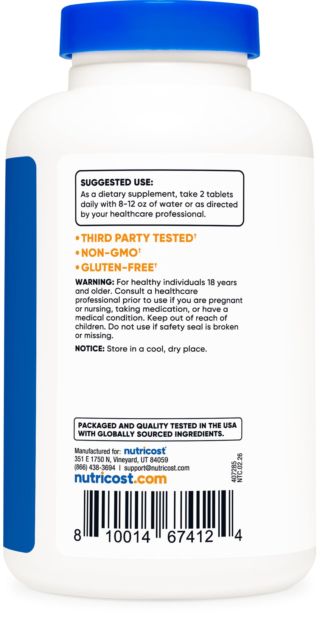 Nutricost MSM, certificado por terceros para calidad y seguridad