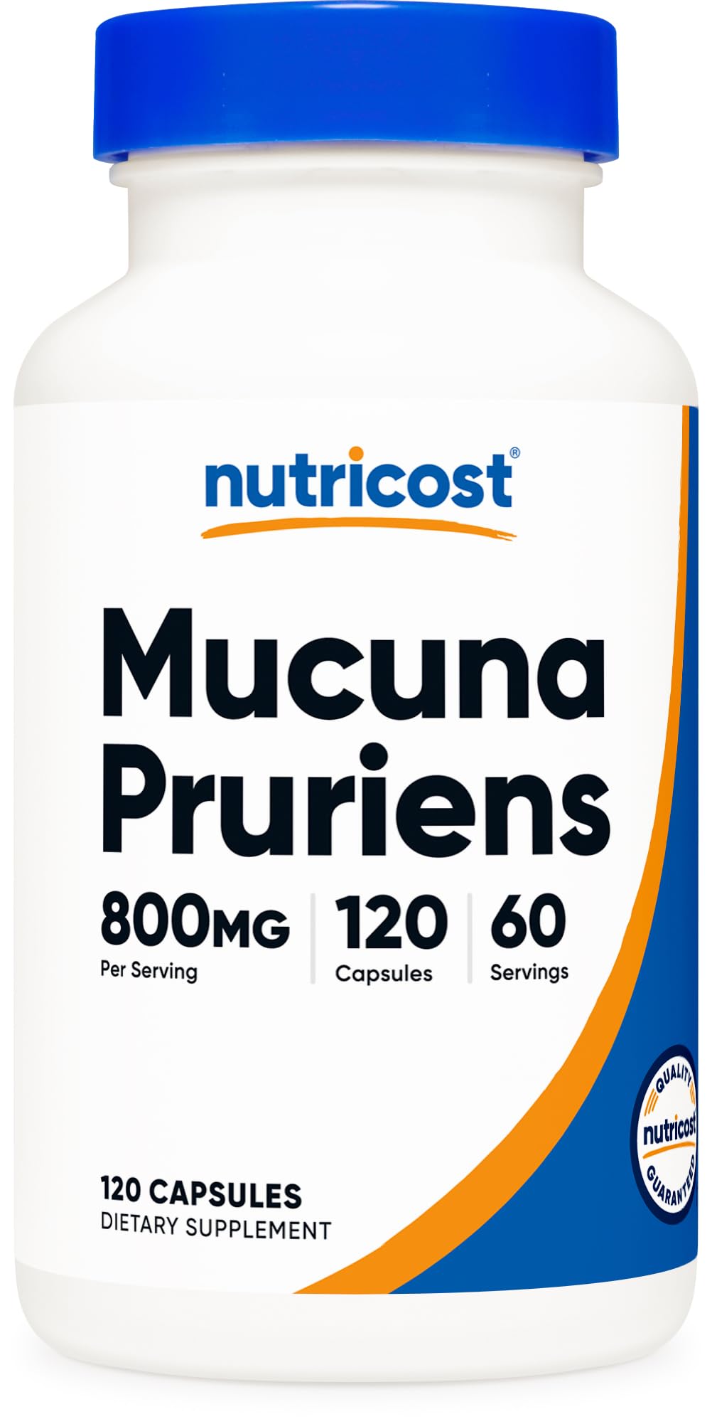 Nutricost Mucuna Pruriens: botella de suplemento para uso diario y bienestar.