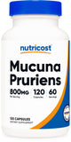 Nutricost Mucuna Pruriens: botella de suplemento para uso diario y bienestar.