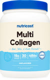 Nutricost Multi Colágeno en bote, soporte suave para la piel.