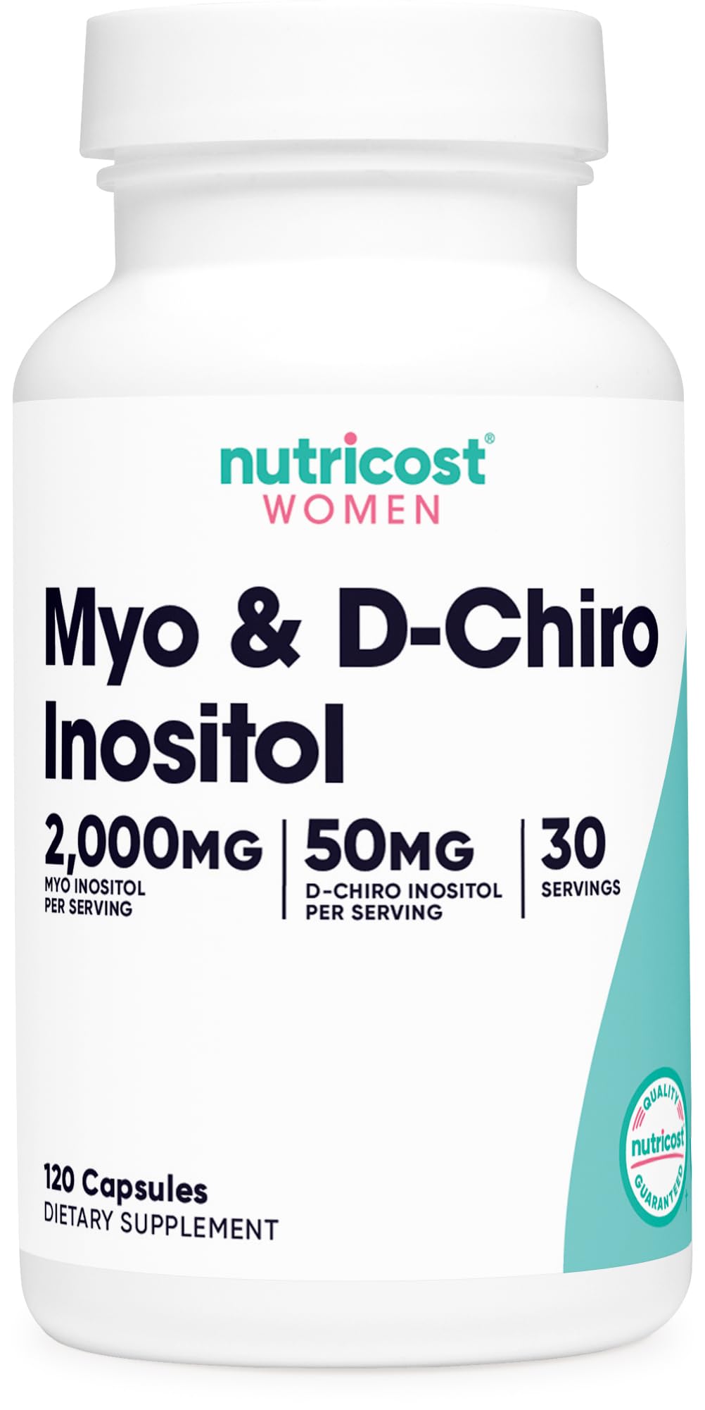 Nutricost Myo Inositol botella frontal, ideal para iniciar la rutina diaria.