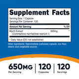 Nutricost Myrrh Extract, porciones por frasco para 120 días