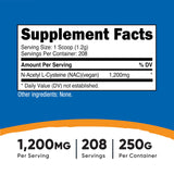 Nutricost NAC frasco de 250 g, fácil uso con cucharón incluido