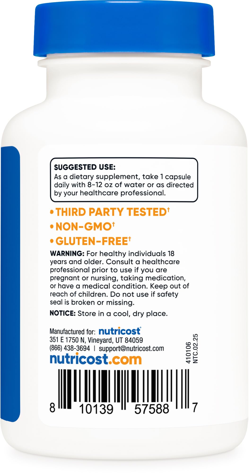 Nutricost NADH 10 mg: cápsulas en la botella, fácil de usar.