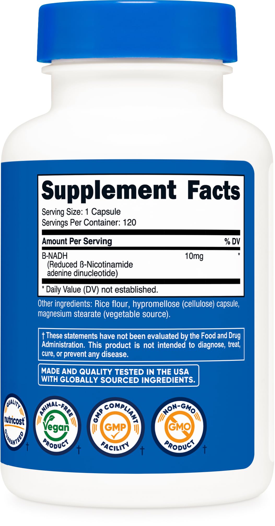 Nutricost NADH 10 mg: caja y cápsulas, proceso de compra claro.