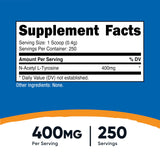 Nutricost NALT polvo etiqueta: información de porciones e ingredientes