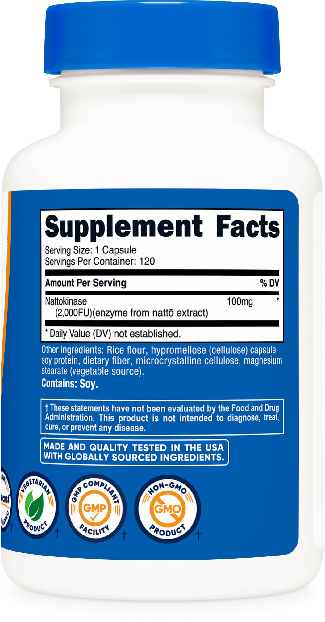Nutricost nattokinase caja empaque, presentación lista para tienda.