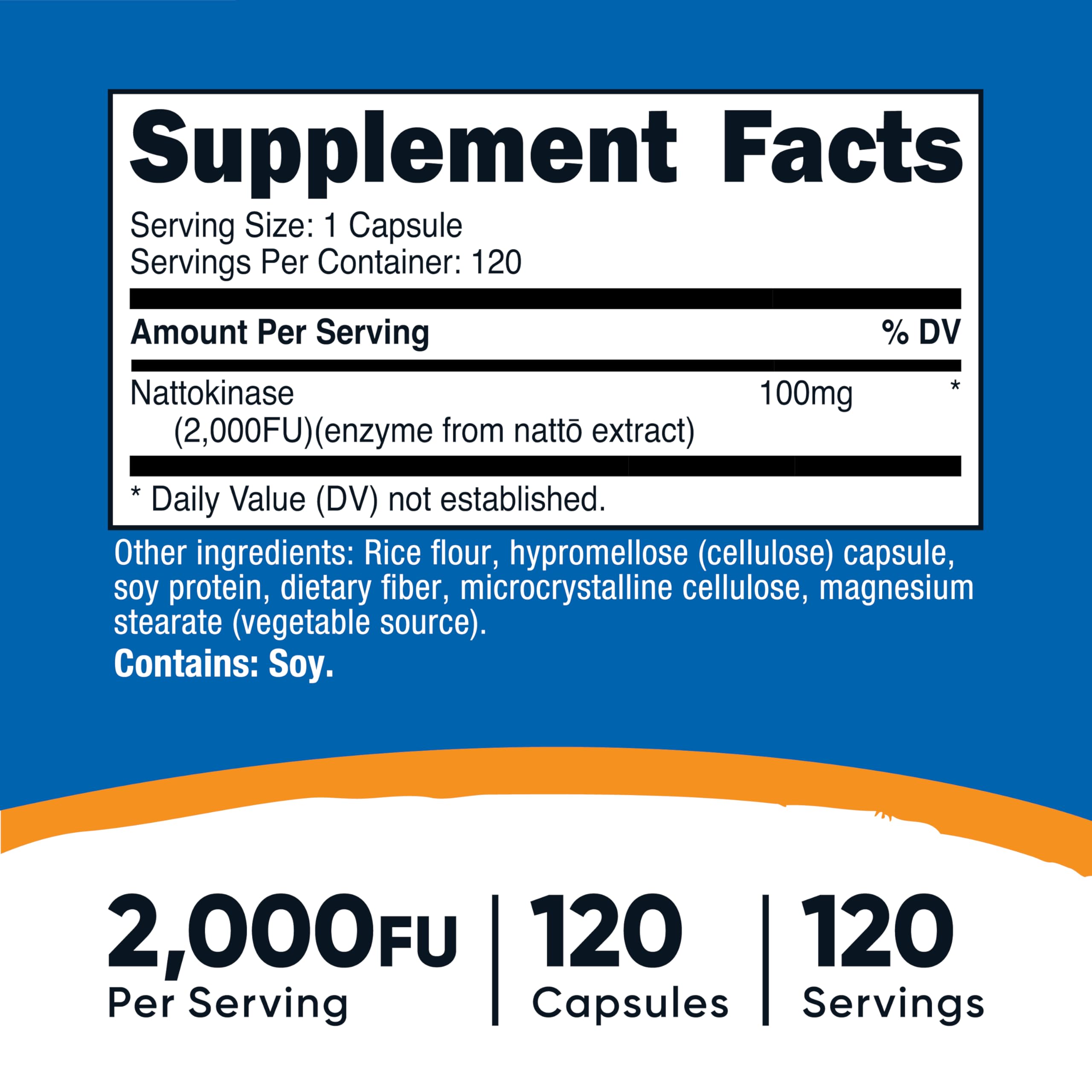 Nutricost nattokinase cápsulas 120, conveniencia diaria y dosificación simple.