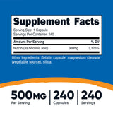 Cápsulas Nutricost Niacina 500 mg, dosis diaria fácil de tomar