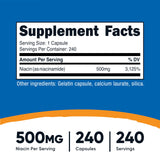 Nicotinamida Nutricost: cápsula de 500 mg para consumo diario.