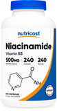 Nutricost Nicotinamida: frasco de cápsulas para uso diario sin rubor.