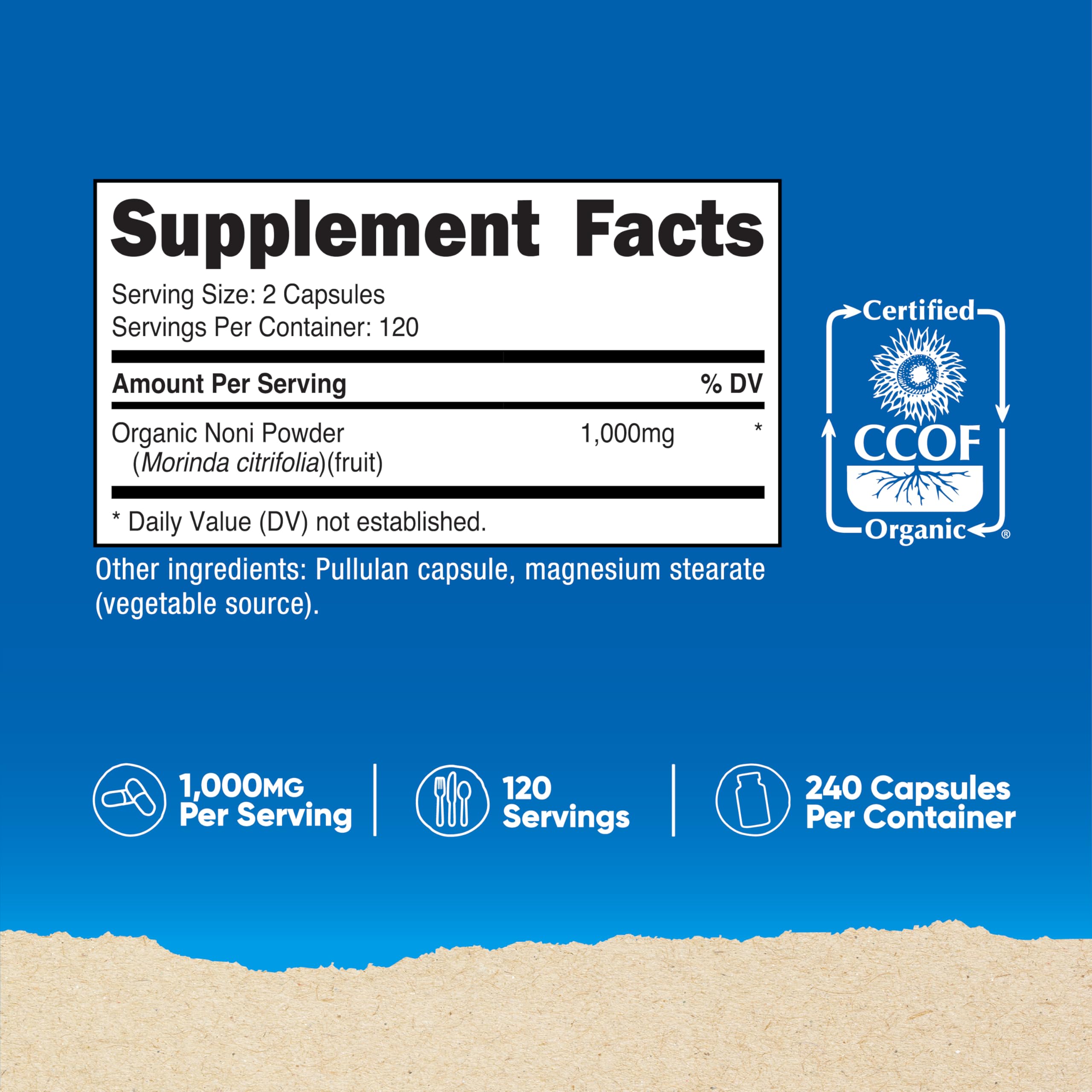 Nutricost Noni, cápsulas de 500 mg para uso diario