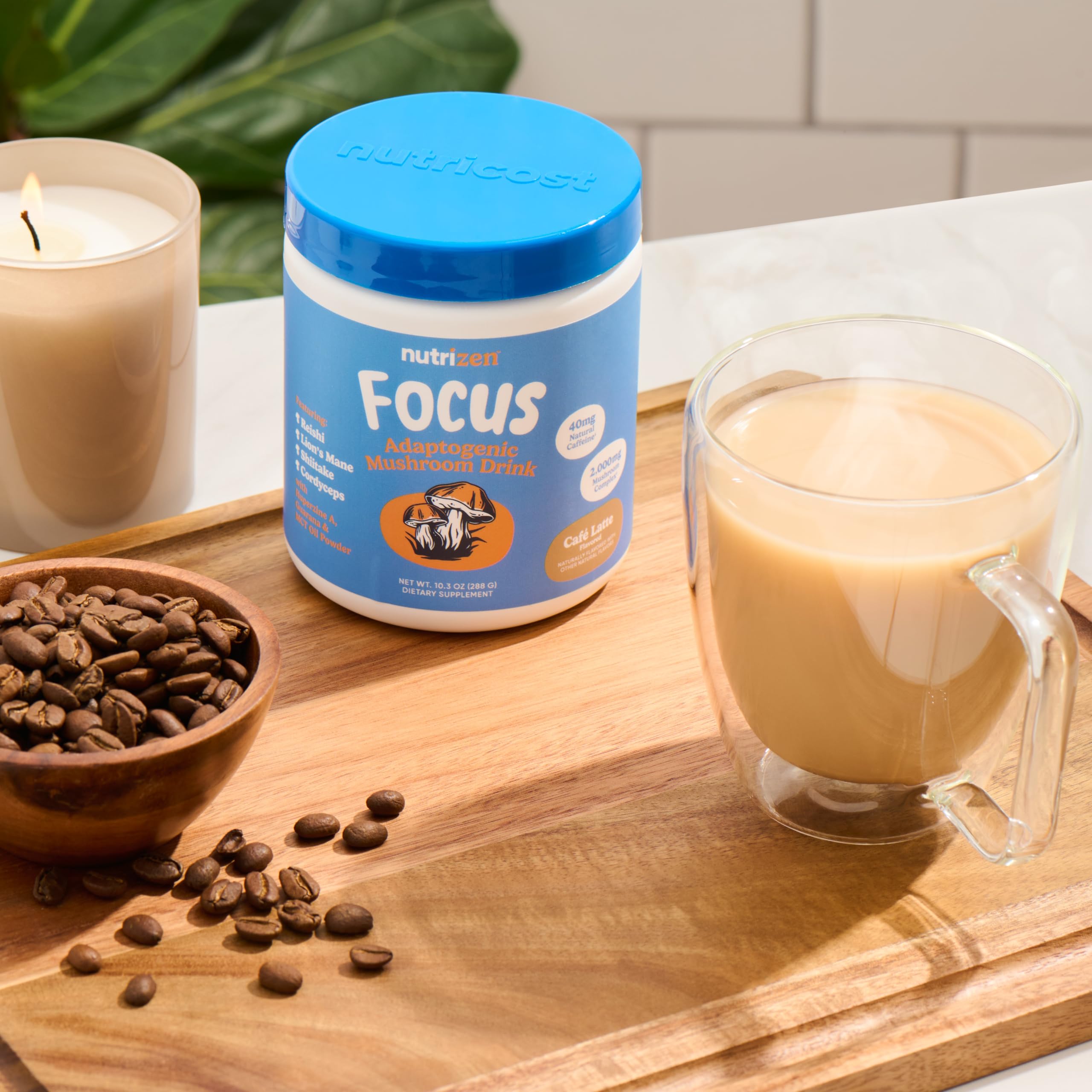 Nutricost Nutrizen AM Focus sabor Café Latte con textura cremosa