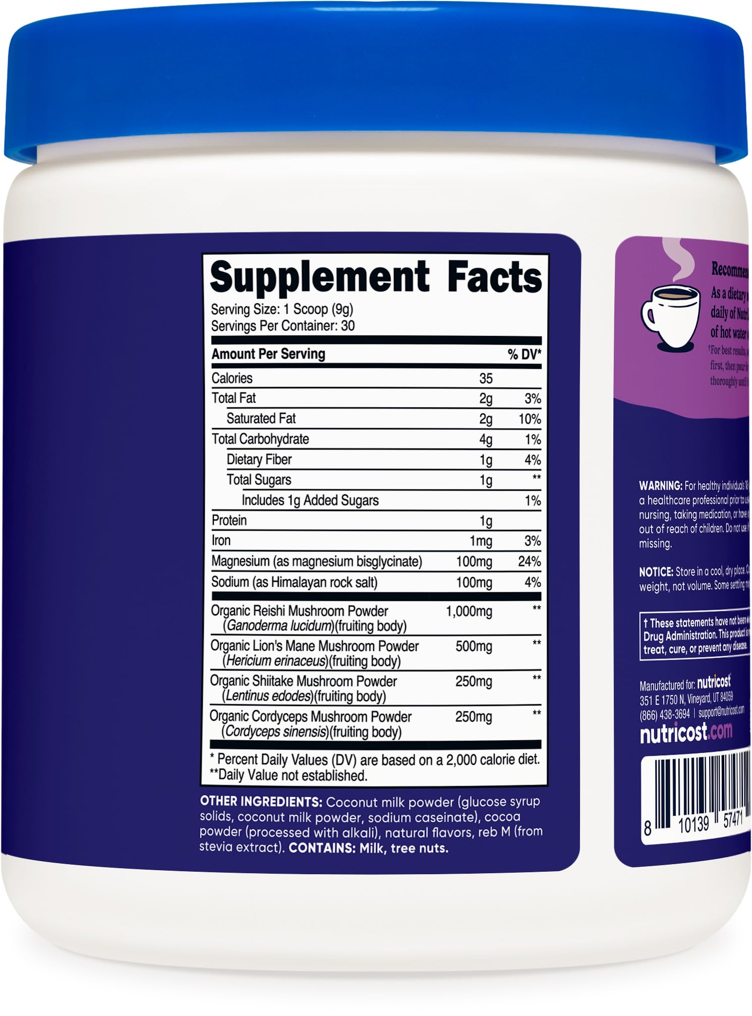 Nutricost Nutrizen PM Unwind etiqueta del producto con información clara