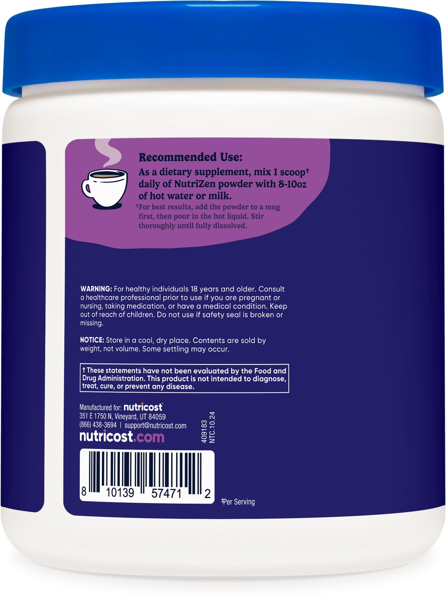 Nutricost Nutrizen PM Unwind preparación rápida en taza