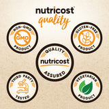 Etiqueta de Nutricost con certificaciones: orgánico, vegano y sin gluten.
