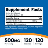 Cápsulas Nutricost Ox Bile: ingesta práctica de 500 mg.