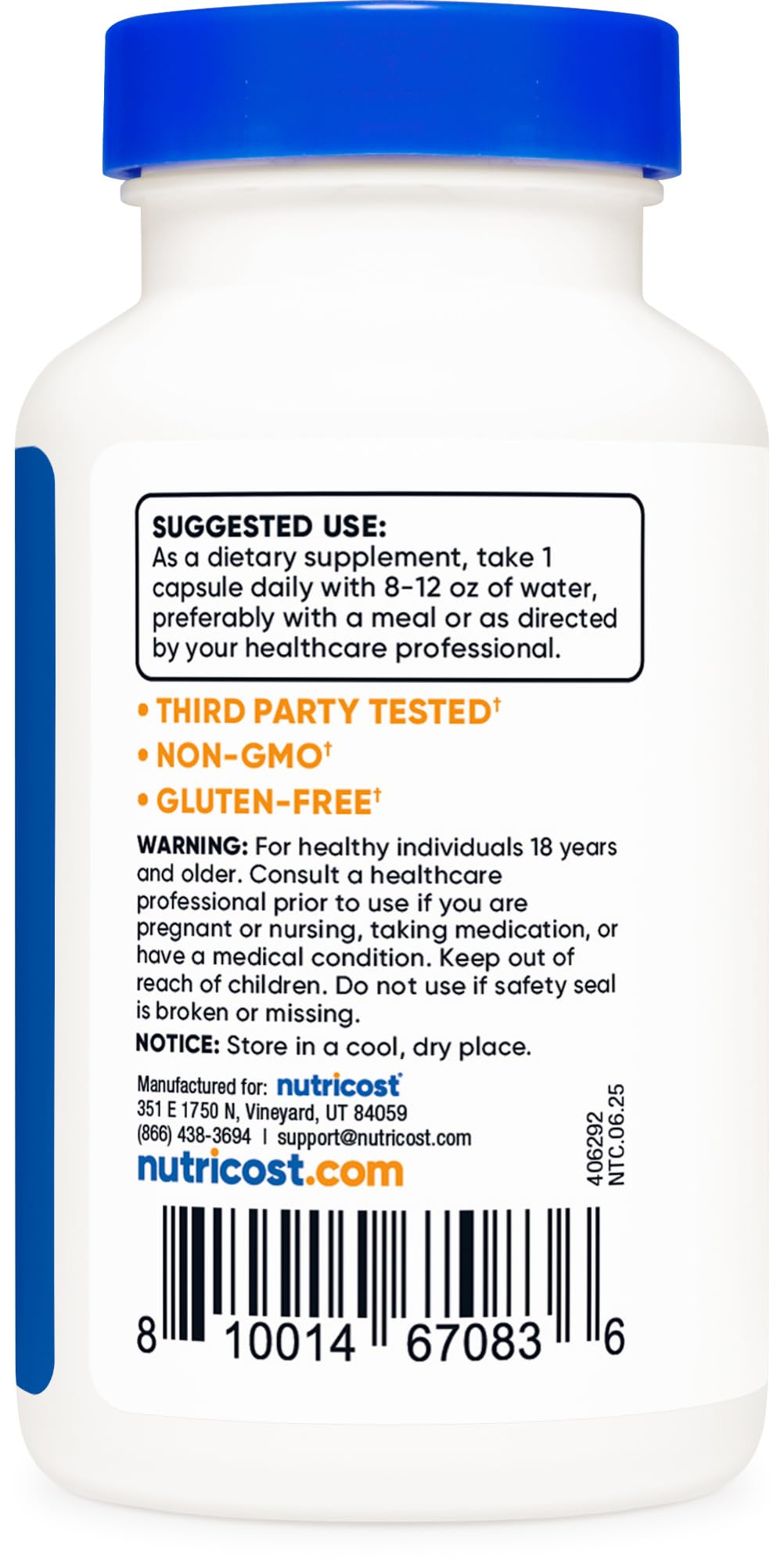 Empaque exterior Nutricost Ox Bile: almacenamiento seguro.