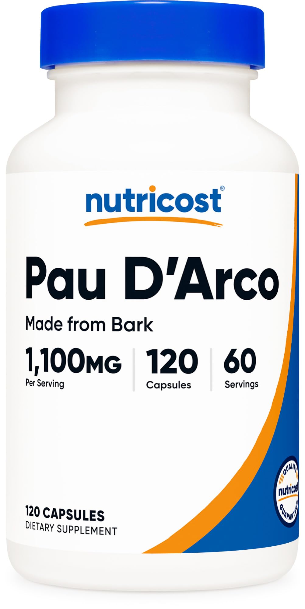 Nutricost Pau D'Arco, botella frente, cápsulas para apoyar el bienestar diario