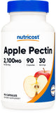 Nutricost pectina de manzana en botella muestra dosis de 2.100 mg por porción