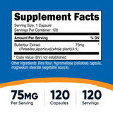 Nutricost Petasites Extract envase 120 cápsulas, opción económica para planificar la semana.