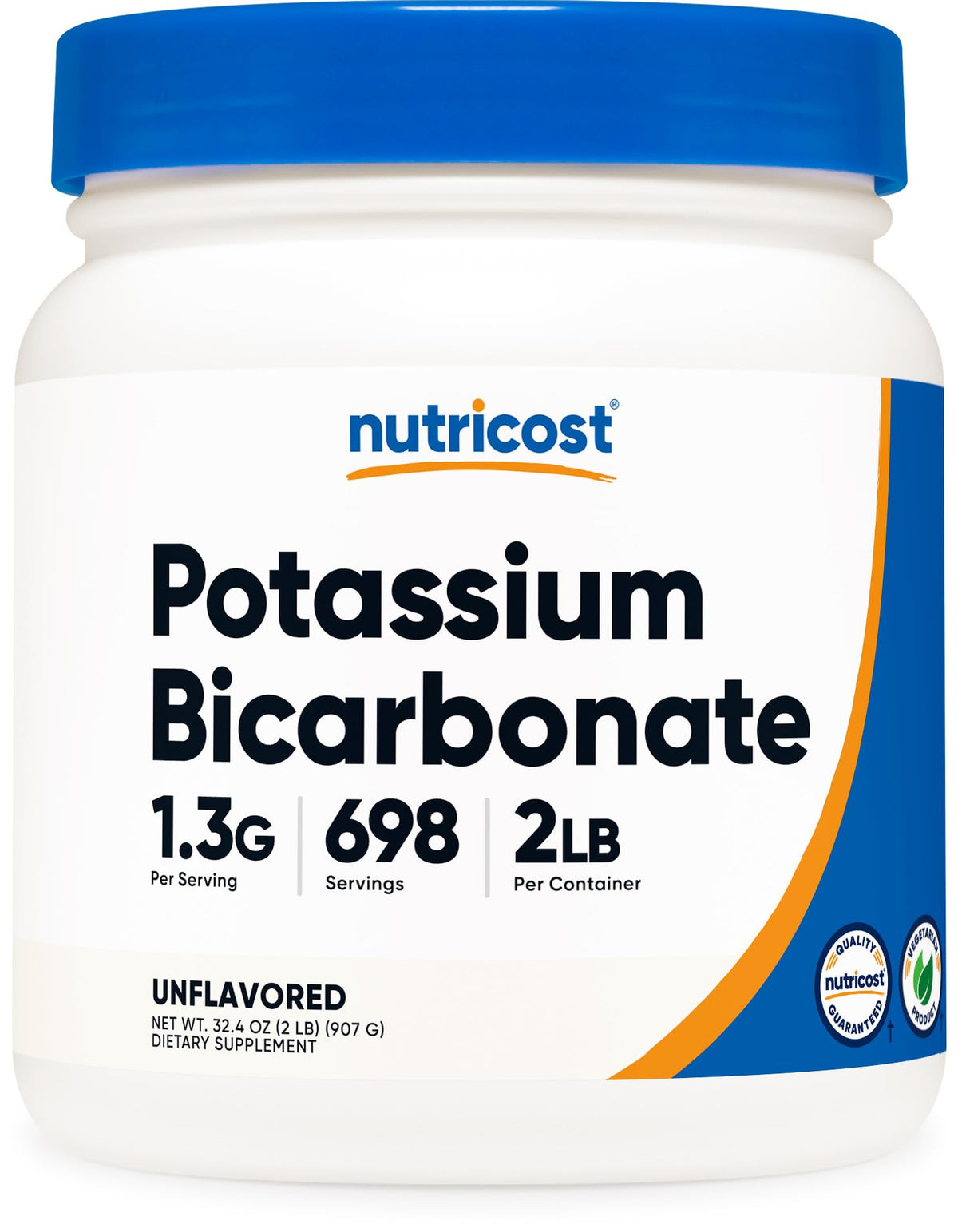 Nutricost Polvo de bicarbonato de potasio 2 lb, polvo de alta pureza para recetas.