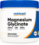 Nutricost polvo glicinato magnesio en envase 250 g para mezclar.