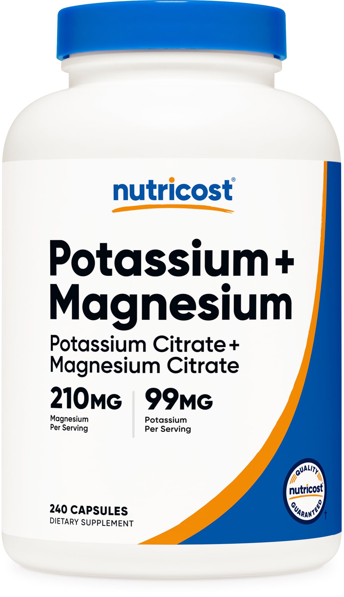 Nutricost Potasio-Magnesio-Citratos cápsulas para aporte diario de magnesio y potasio.