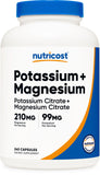 Nutricost Potasio-Magnesio-Citratos cápsulas para aporte diario de magnesio y potasio.