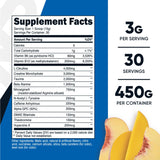 Nutricost Pre-entrenamiento durazno-mango cuchara mostrando la dosis.