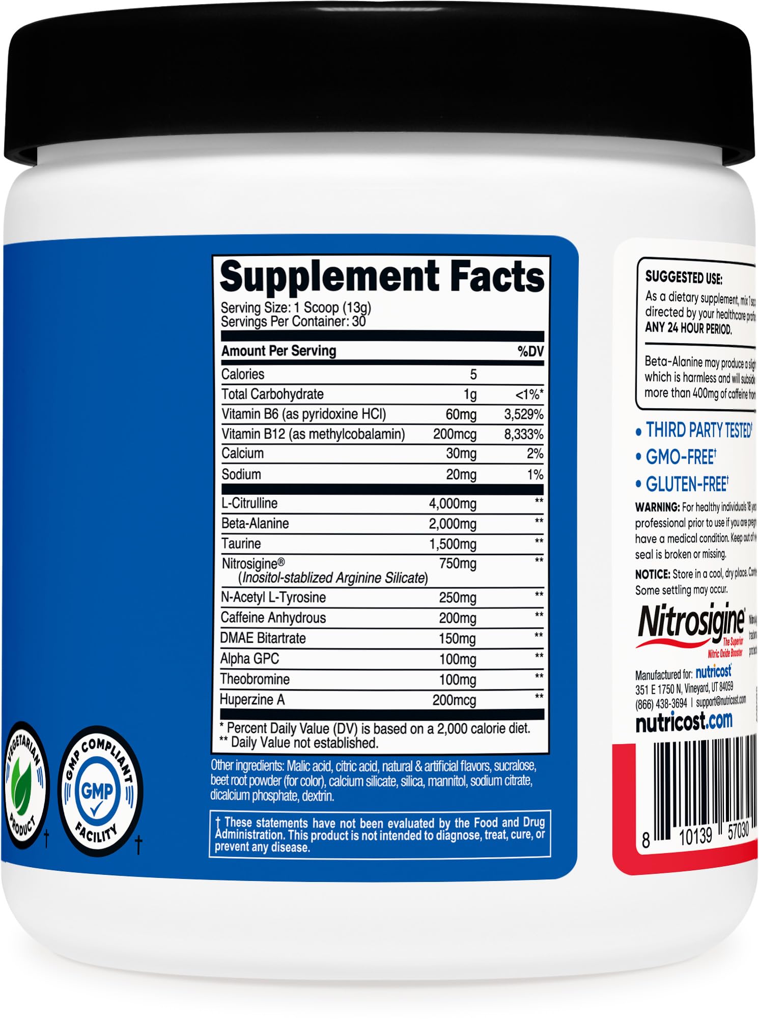 Nutricost Pre-Entrenamiento, preparación en agua para entrenar sin esfuerzo