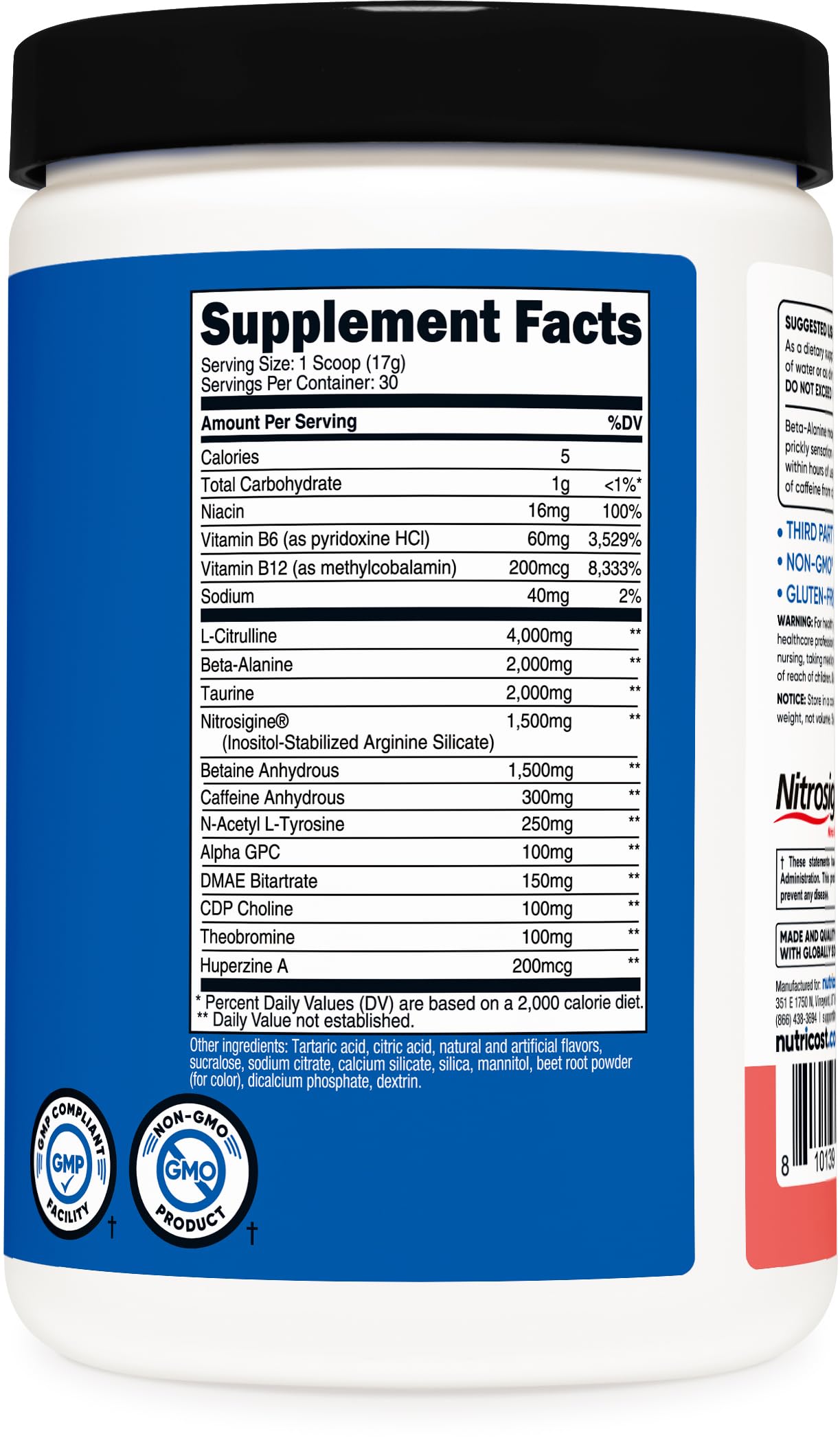 Nutricost Pre-Entrenamiento Sandía, agua fría realza la experiencia de entrenamiento