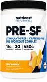 Nutricost preentrenamiento sin estimulantes frasco con sabor durazno mango para entrenamientos limpios