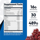 Nutricost Pre-X, etiqueta nutricional, ingredientes clave para rendimiento y concentración durante el entrenamiento.