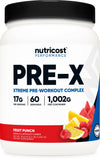 Nutricost Pre-X, sabor a fruta mixta, cuchara medidora incluida para entrenamientos