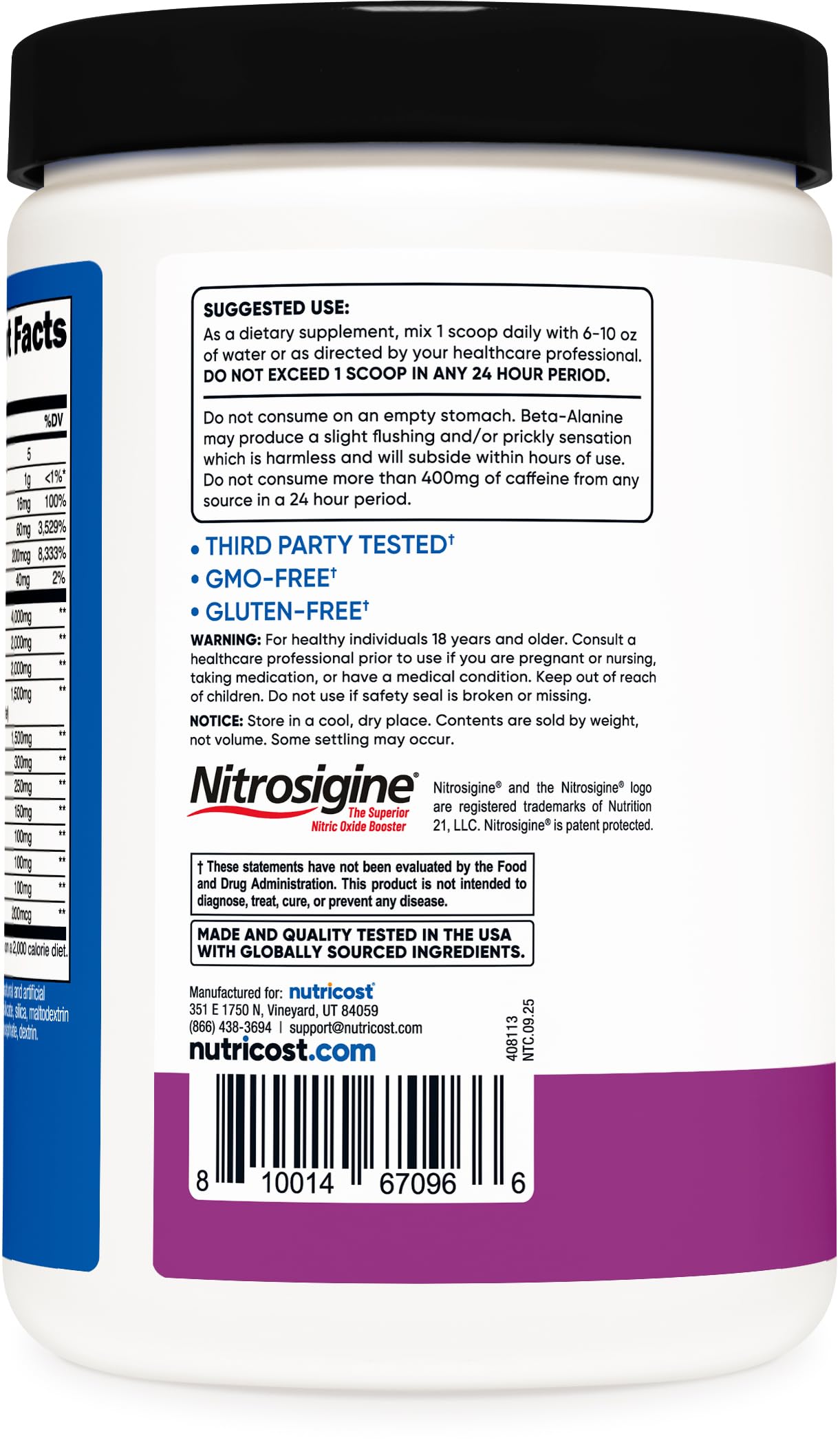Nutricost Pre-X, sabor uva, experiencia de sabor intensa para motivar el entrenamiento.