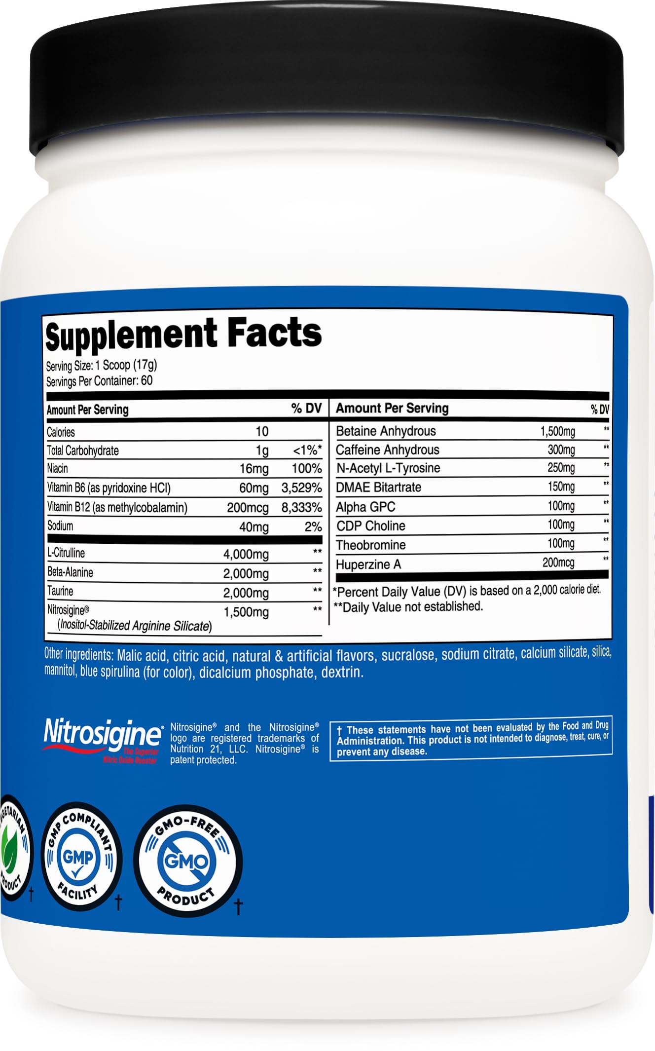 Nutricost Pre-X Xtreme presentación frambuesa azul para mezclar rápidamente.