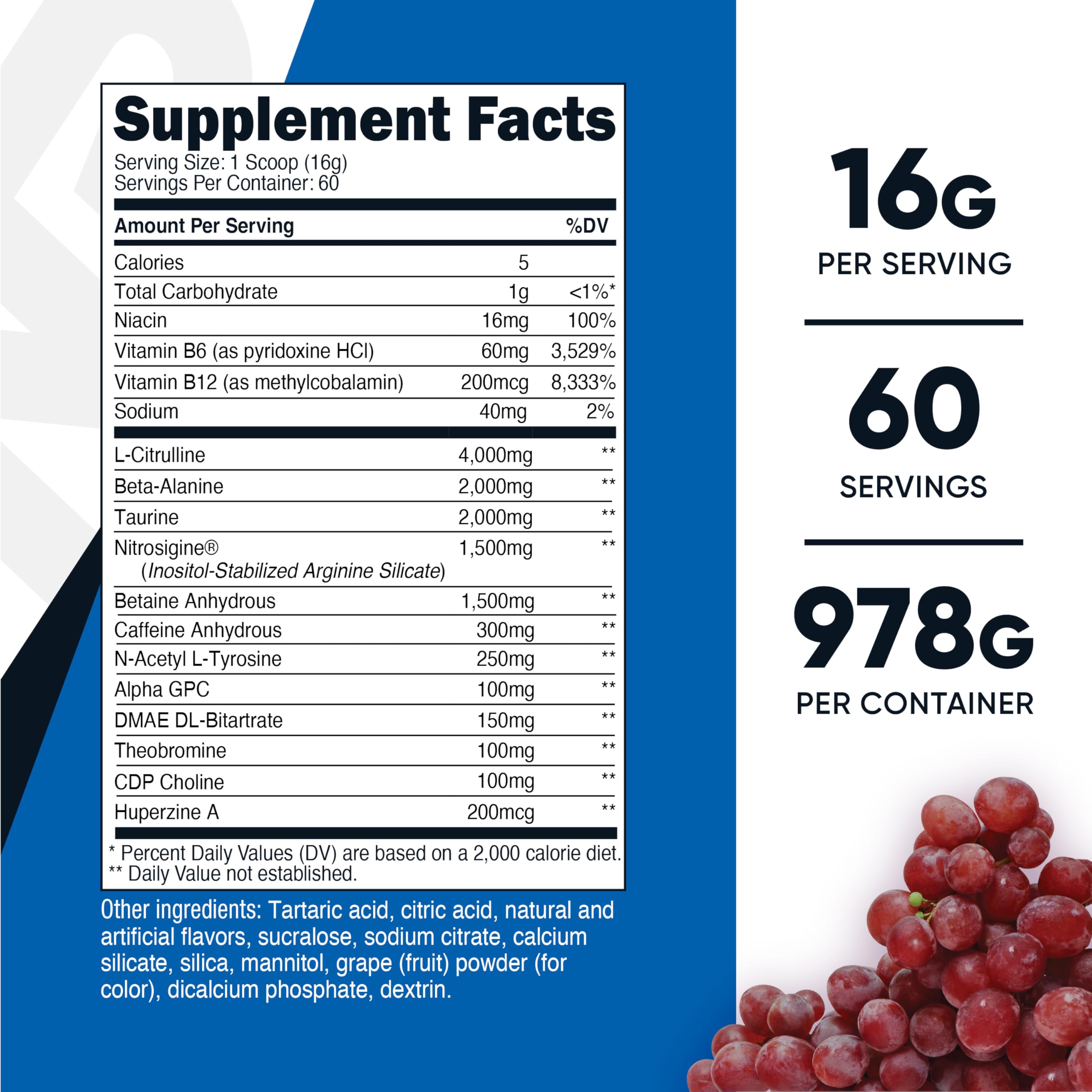 Nutricost Pre-X Xtreme cuchara incluida para medir porciones antes del entrenamiento