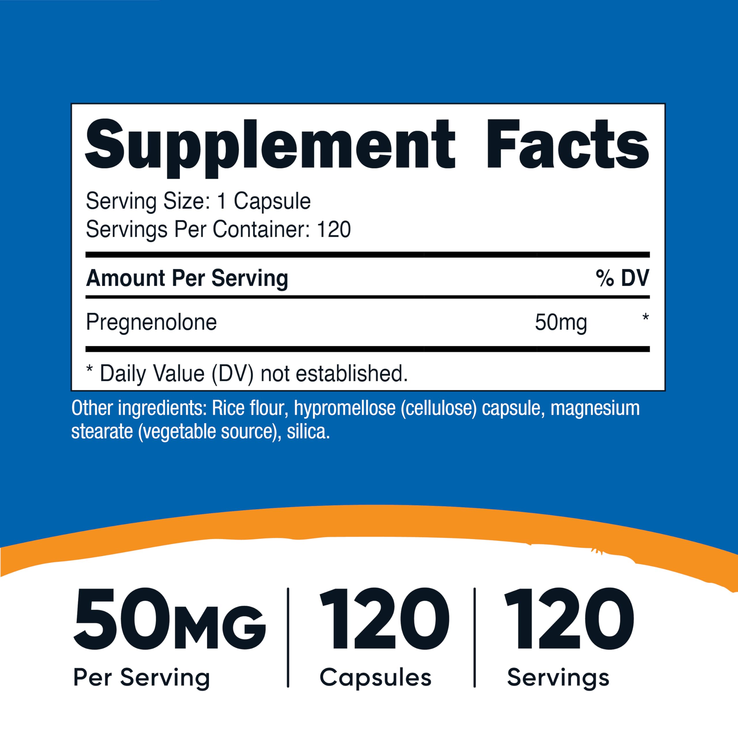 Nutricost Pregnenolone, detalle de cápsulas: forma vegetariana y fácil de tomar.