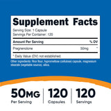 Nutricost Pregnenolone, detalle de cápsulas: forma vegetariana y fácil de tomar.