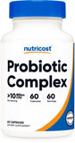 Nutricost Complejo Probiótico en frasco con cápsulas fáciles de tragar.