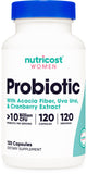 Nutricost Probiotico Mujeres: botella frontal para iniciar la rutina diaria.