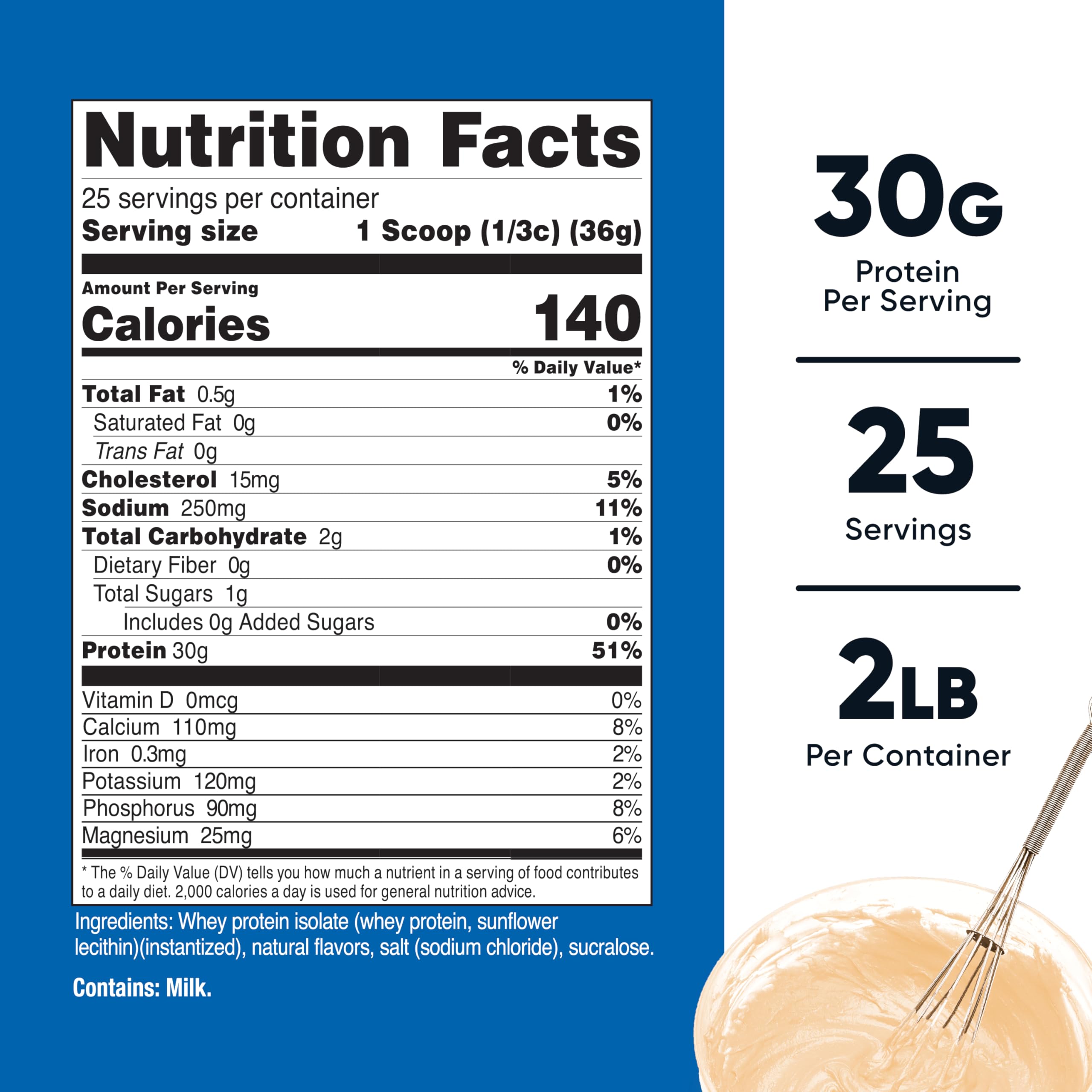 Nutricost proteína aislada, porción medida incluida, práctica para porciones consistentes.