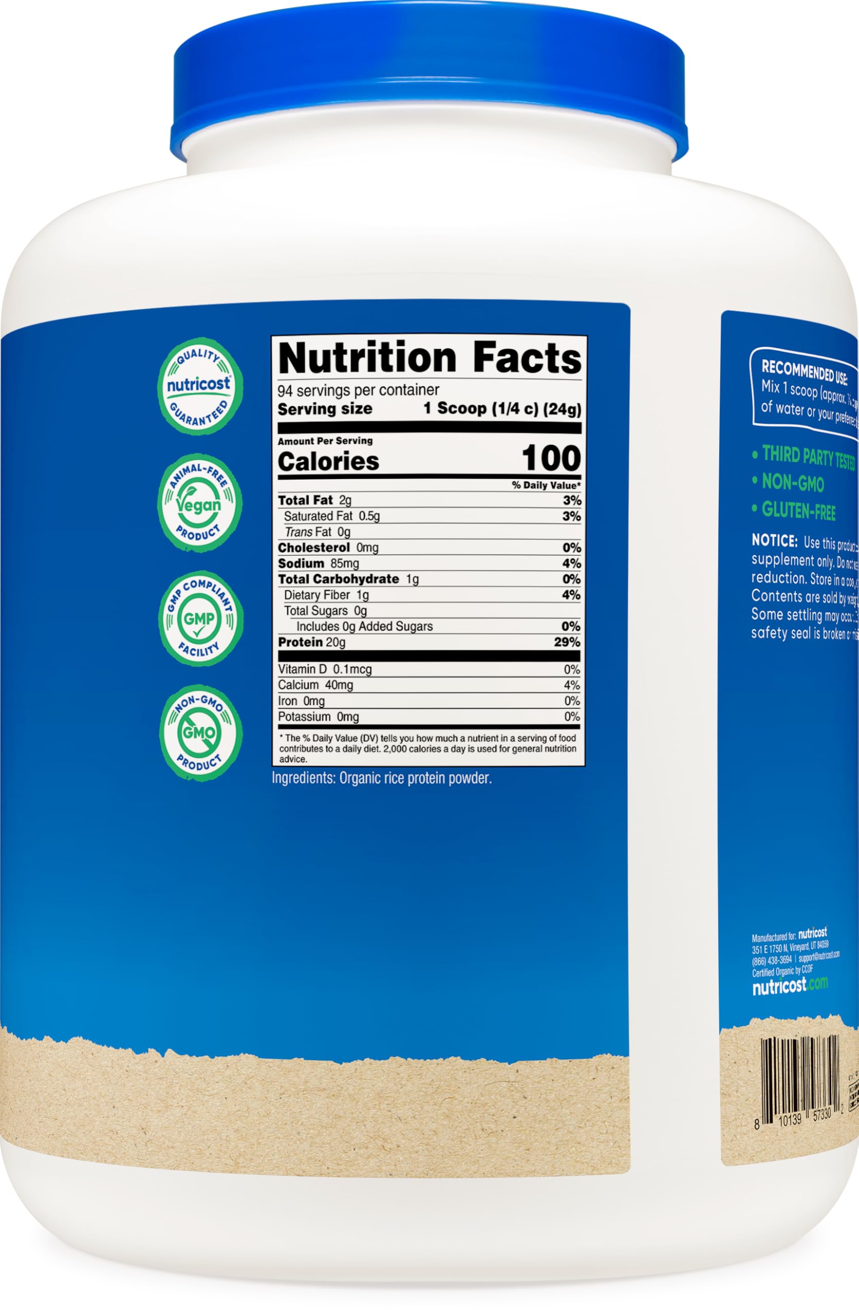 Nutricost Proteína de Arroz Orgánica apta para dieta vegetariana en recetas