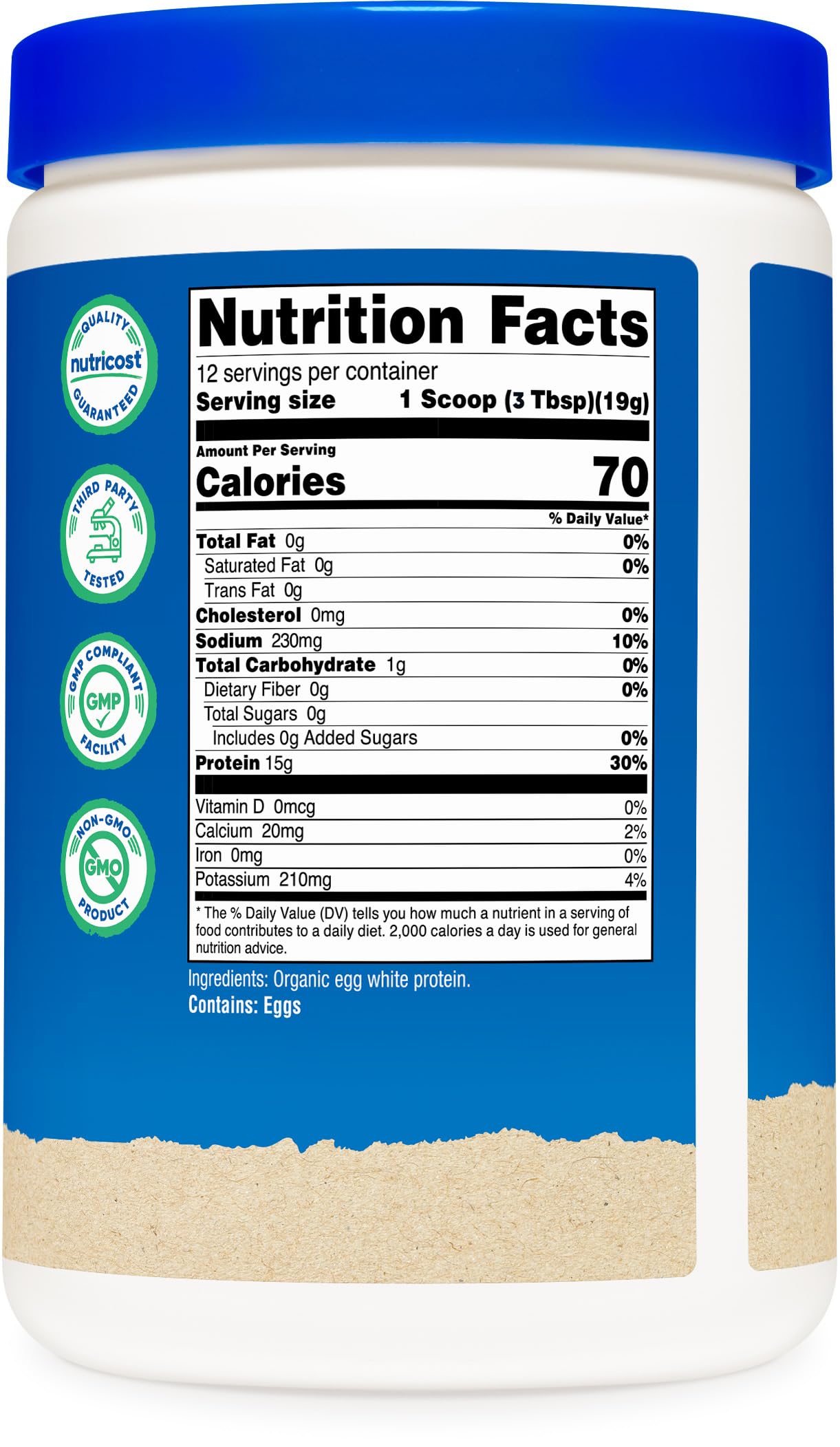 Nutricost proteína de clara de huevo libre de gluten y OGM para recetas saludables