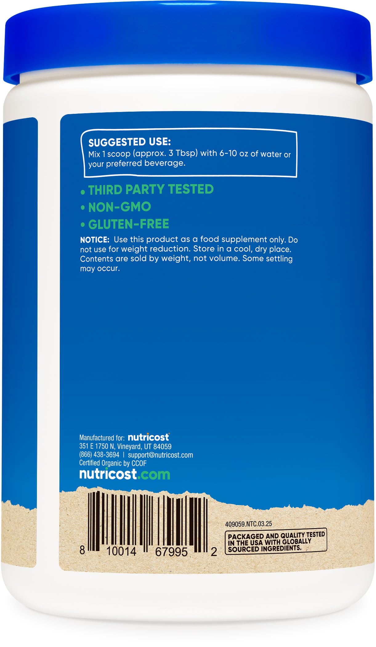 Nutricost proteína de clara de huevo para uso diario en dietas balanceadas