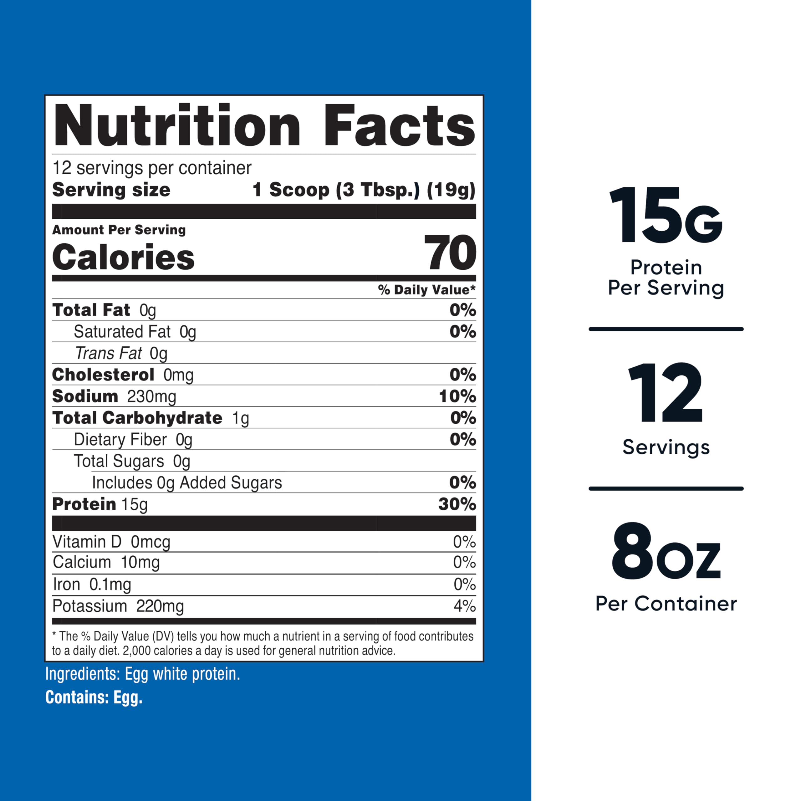 Nutricost proteína de clara de huevo sin sabor, ideal para batidos nutritivos.