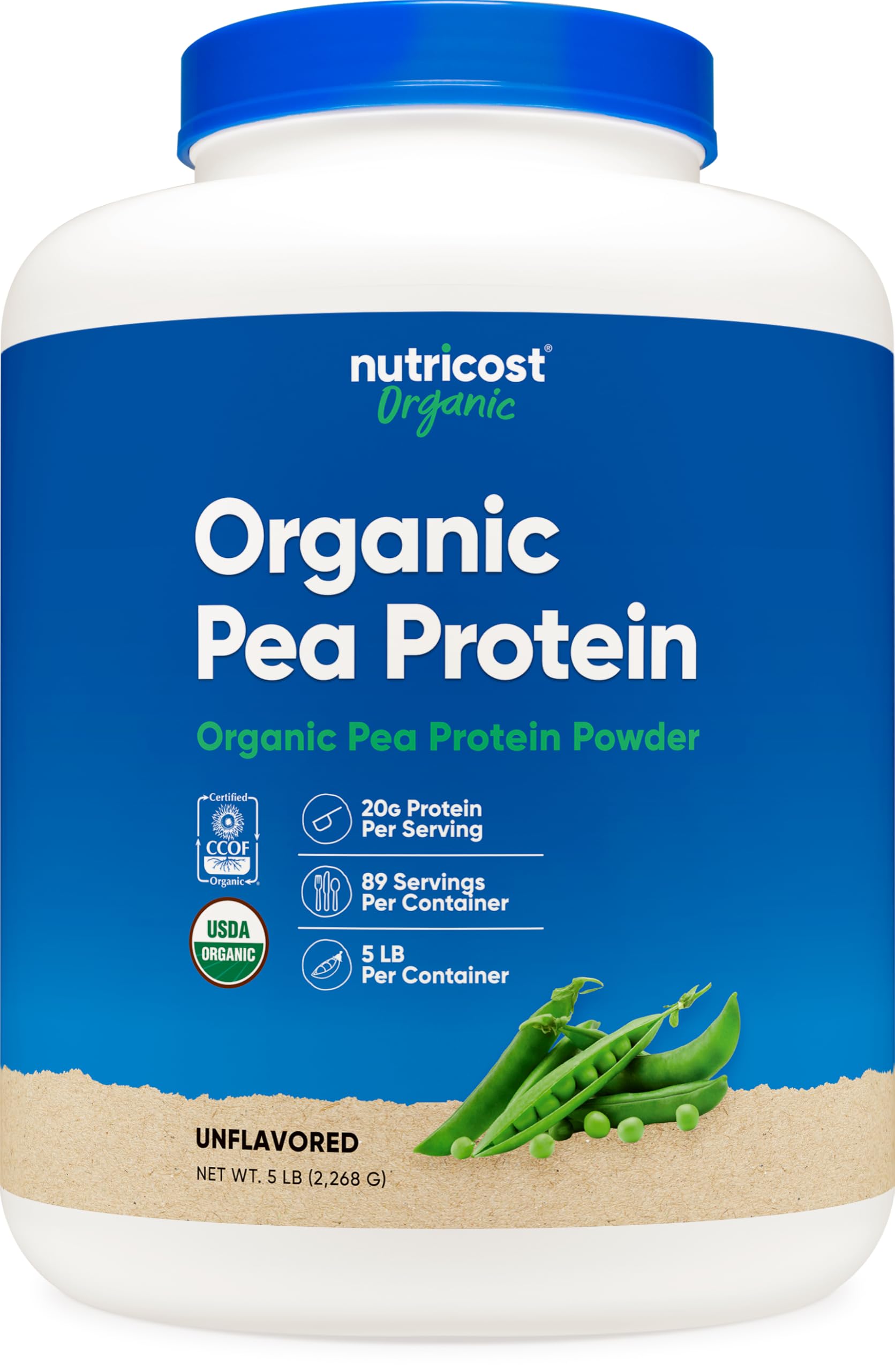 Nutricost Proteína de Guisante Aislada, frente del envase, proteína vegetal para batidos.