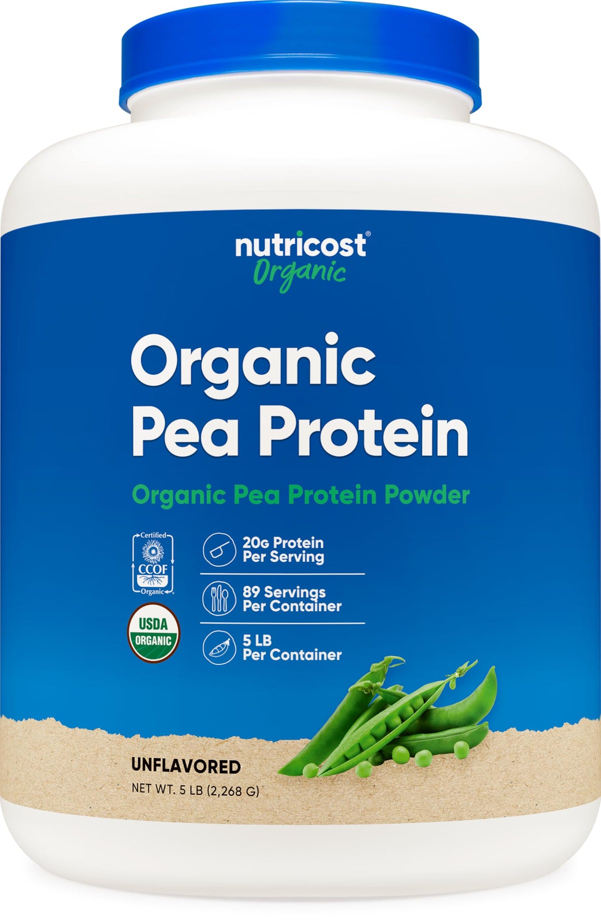 Nutricost Proteína de Guisante Aislada, frente del envase, proteína vegetal para batidos.