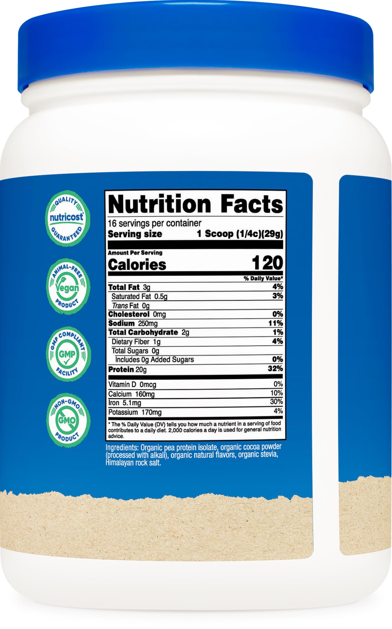 Nutricost proteina de guisante orgánica chocolate, vaso batido para desayunos proteicos